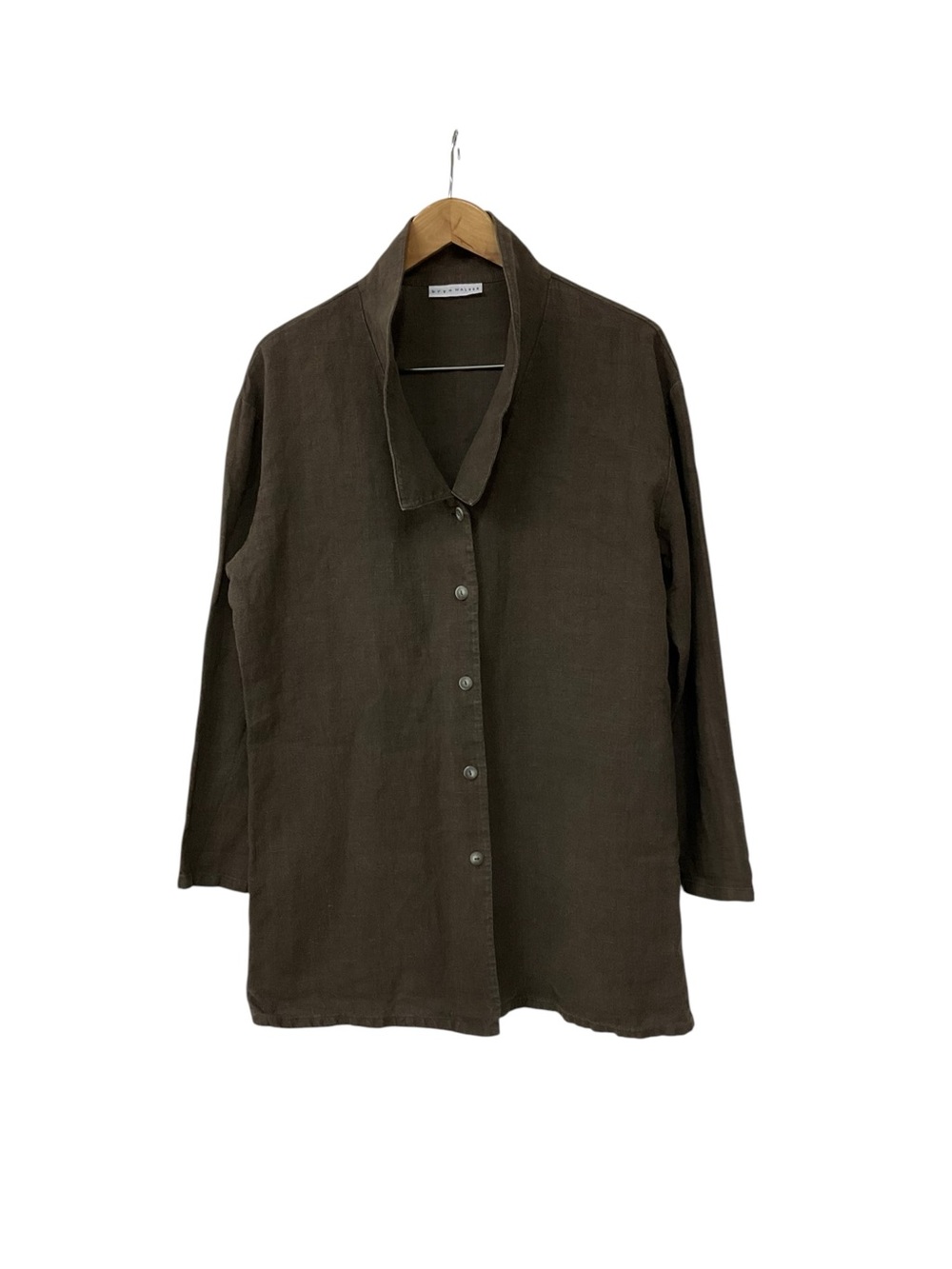 Bryn Walker Brown Linen Button Down Shirt Jacket L